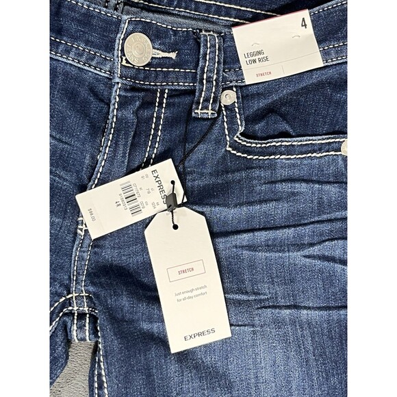Express Jeans Low Rise Legging Size 4 Womens Medium Wash Blue Denim - Picture 9 of 12